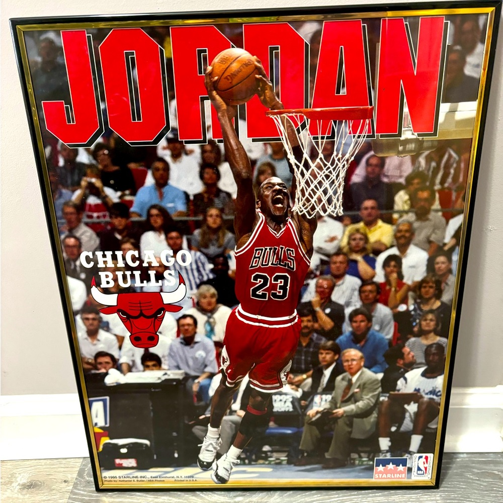 Original vintage Michael Jordan framed print from 1990s. EUC
